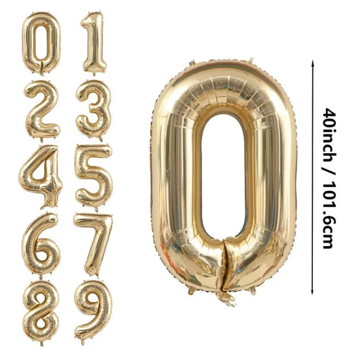 Grote Cijferballon Wit - Goud (100 cm / 40 Inch) – Luxe Folieballon voor Verjaardag & Jubileum – Cijfers 0 - 9 - Bivakshop