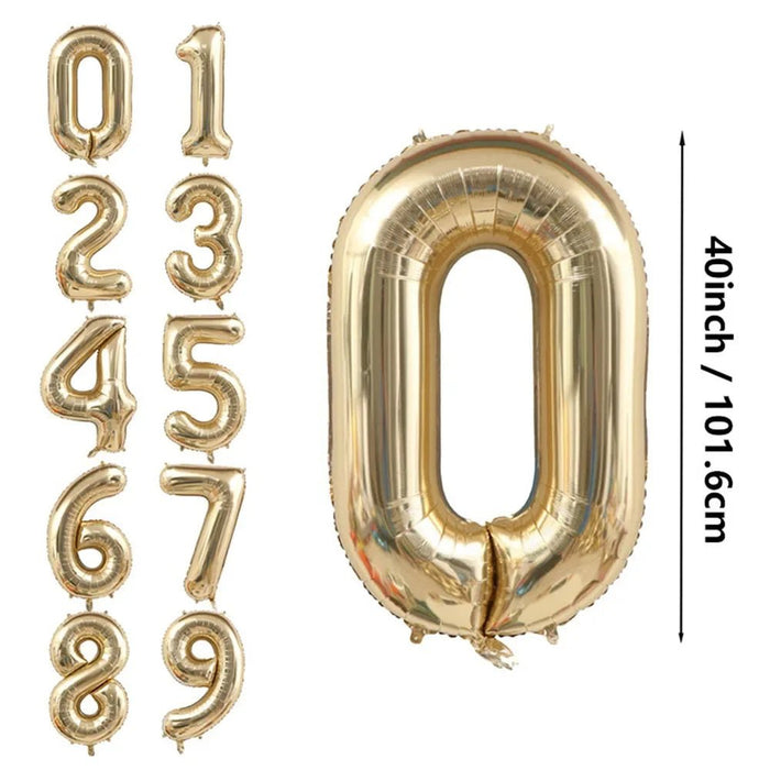 Grote Cijferballon Wit - Goud (100 cm / 40 Inch) – Luxe Folieballon voor Verjaardag & Jubileum – Cijfers 0 - 9 - Bivakshop