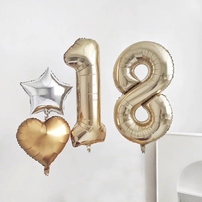 Grote Cijferballon Wit - Goud (100 cm / 40 Inch) – Luxe Folieballon voor Verjaardag & Jubileum – Cijfers 0 - 9 - Bivakshop