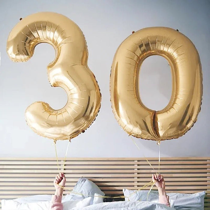 Grote Cijferballon Wit - Goud (100 cm / 40 Inch) – Luxe Folieballon voor Verjaardag & Jubileum – Cijfers 0 - 9 - Bivakshop