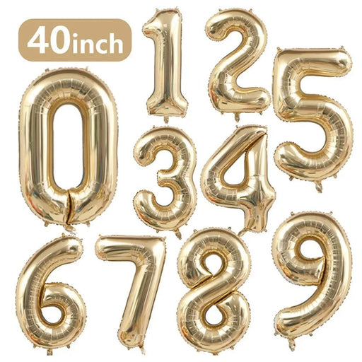 Grote Cijferballon Wit - Goud (100 cm / 40 Inch) – Luxe Folieballon voor Verjaardag & Jubileum – Cijfers 0 - 9 - Bivakshop