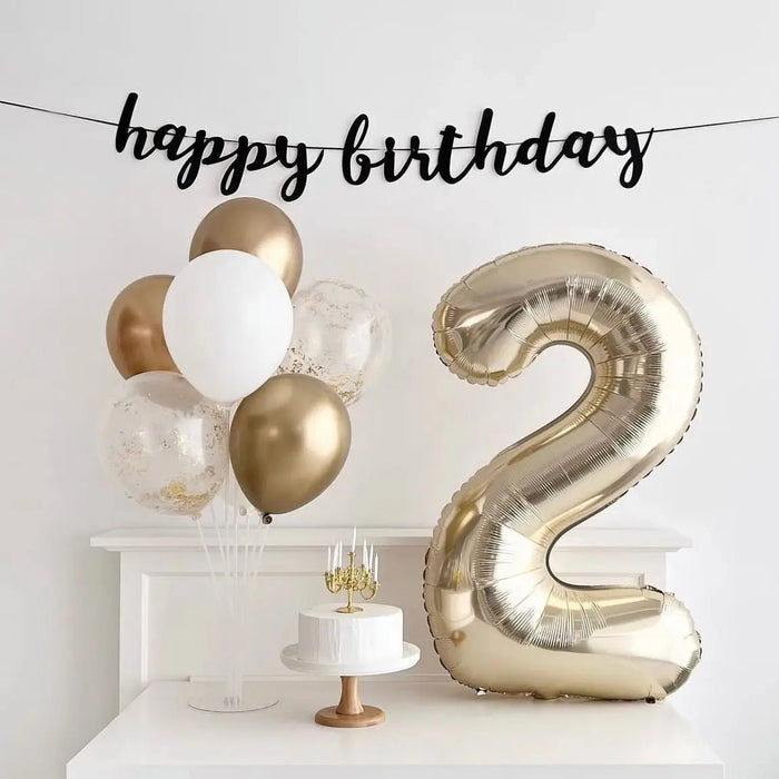 Grote Cijferballon Wit - Goud (100 cm / 40 Inch) – Luxe Folieballon voor Verjaardag & Jubileum – Cijfers 0 - 9 - Bivakshop
