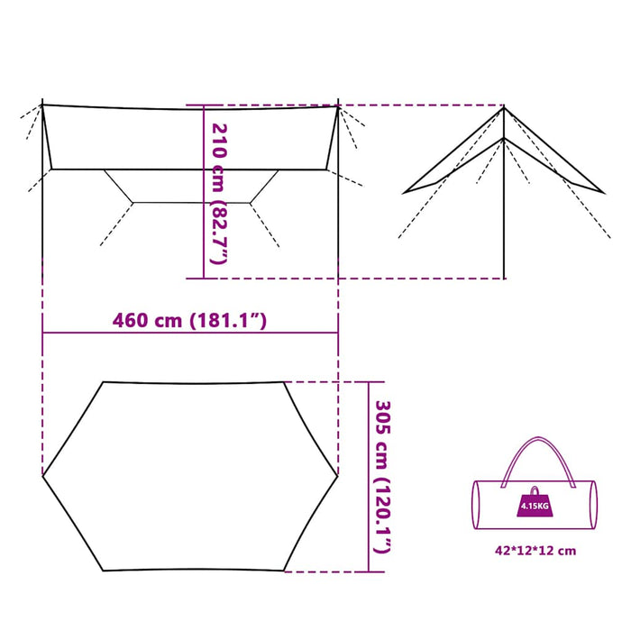 Grote Kampeerluifel 460x305x210 cm – Blauw – Waterdicht & Ruim - Bivakshop