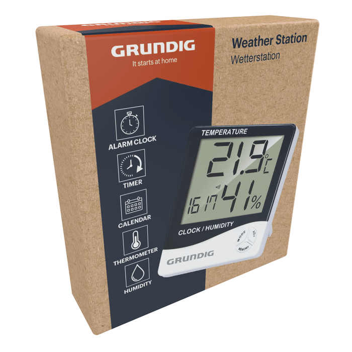 Grundig - Digitaal Weerstation – 10 cm – Thermometer & Hygrometer – Compact & Nauwkeurig - Bivakshop
