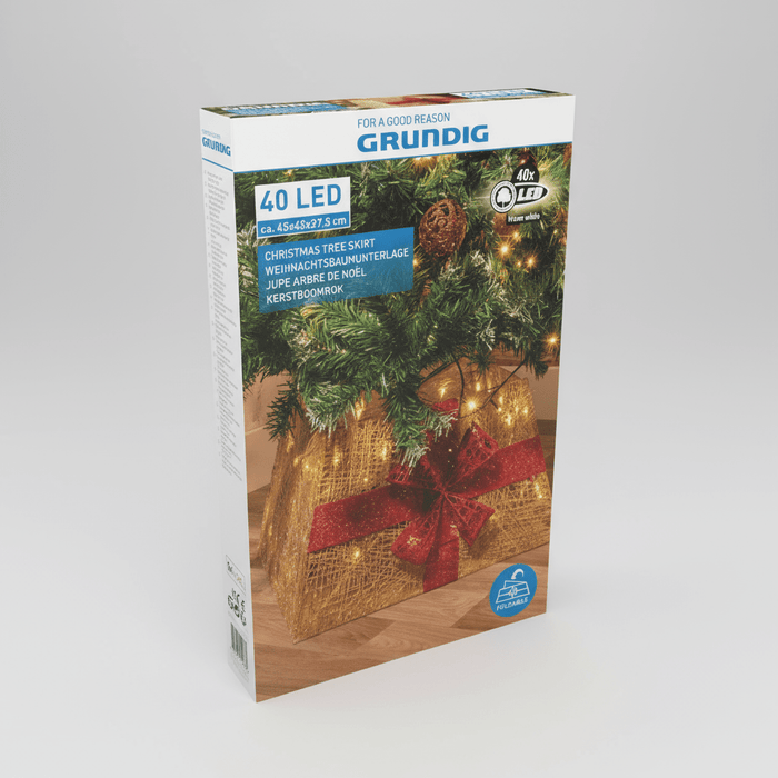 Grundig – Kerstboom Rok (Mand) 45 cm – Cadeau Design - 40 Warm Witte LED’s - Bivakshop