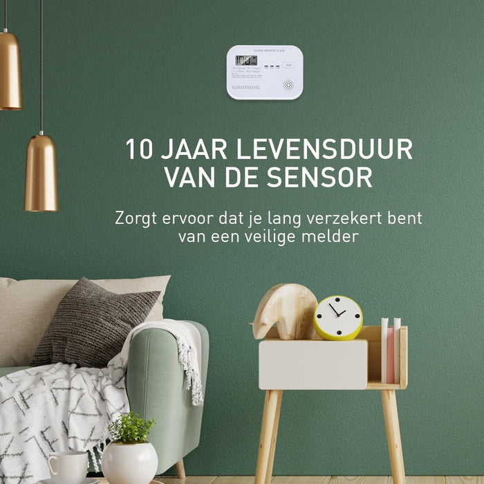 Grundig - Koolmonoxide (CO) Detector – 85dB Alarm – Veiligheid en Bescherming voor Thuis - Bivakshop