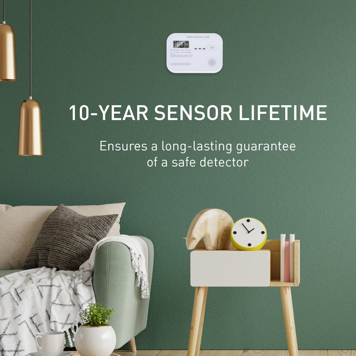 Grundig - Koolmonoxide (CO) Melder – 85dB Alarm – Betrouwbare Detectie – Levensreddend - Bivakshop