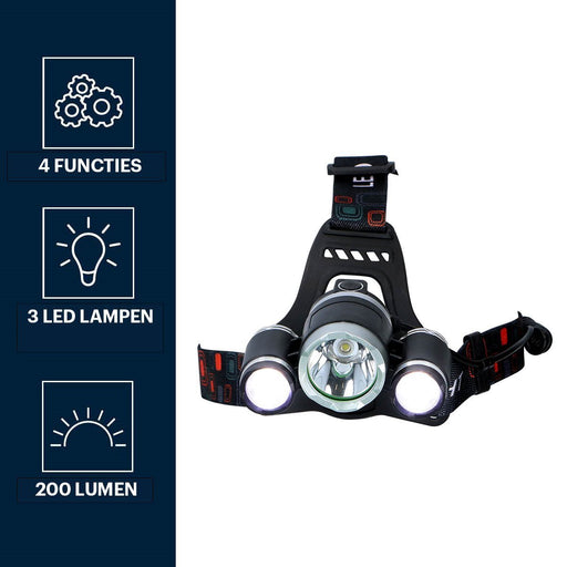 Grundig – Oplaadbare LED hoofdlamp – 200 Lumen – Waterbestendig - Bivakshop