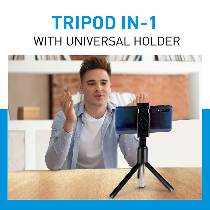 Grundig - Selfie Stick met Statief (Tripod) – Bluetooth Afstandsbediening – Verstelbaar & Draagbaar - Bivakshop
