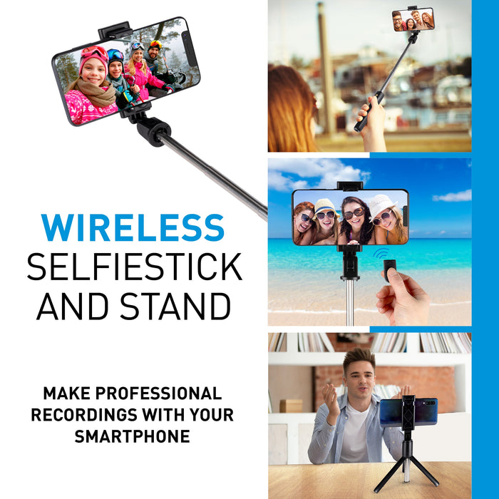 Grundig - Selfie Stick met Statief (Tripod) – Bluetooth Afstandsbediening – Verstelbaar & Draagbaar - Bivakshop