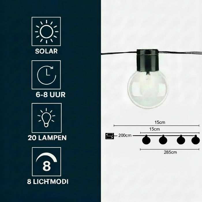 Grundig – Solar lichtsnoer 4,85 m – Buitenverlichting – 10 LED’s - Bivakshop