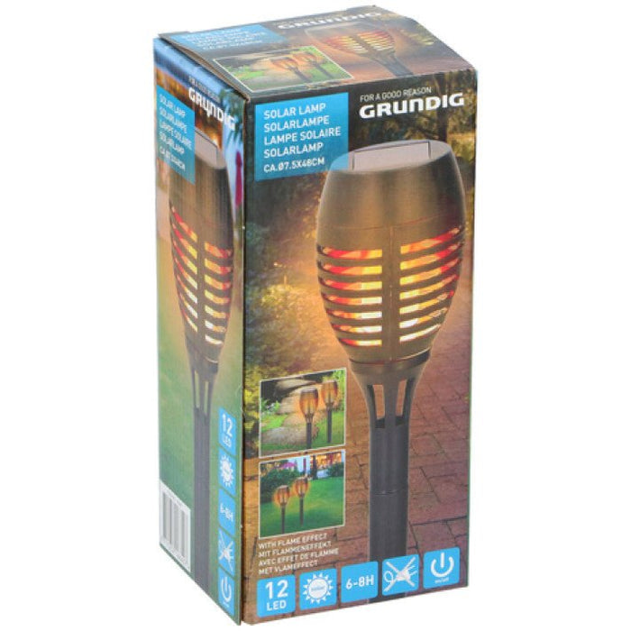 Grundig solar tuinfakkel - 8 Uur sfeervolle verlichting met dansende vlammen - IP65 waterdicht - Bivakshop