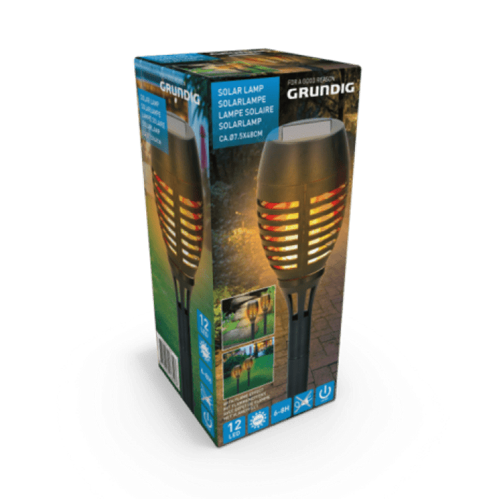 Grundig solar tuinfakkel - 8 Uur sfeervolle verlichting met dansende vlammen - IP65 waterdicht - Bivakshop