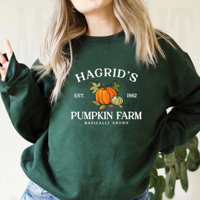 Hagrid's pompoen patch - trui - Unisex lange mouwen halloween trui - Herfst en thanksgiving hoodie - Bivakshop
