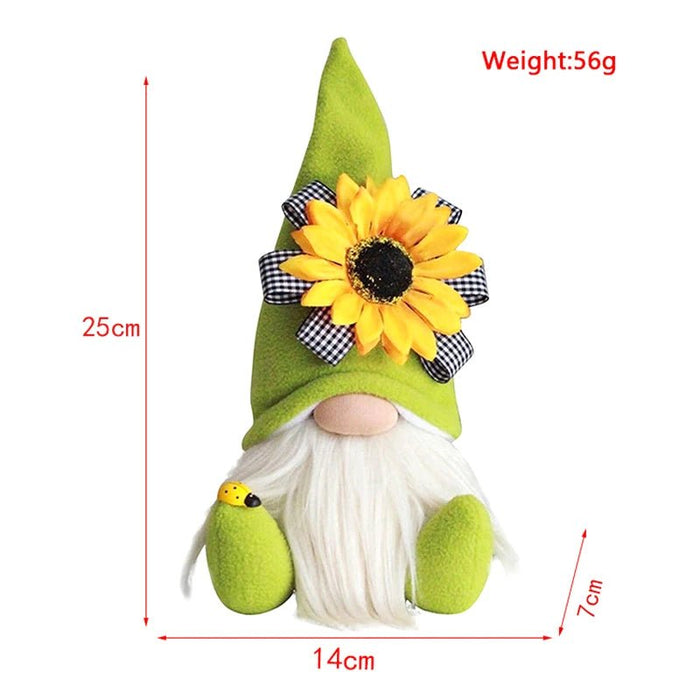Handgemaakte Zonnebloem Gnome – Gele Plush Kabouter – Botanische Farmhouse Decoratie & Hanger - Bivakshop