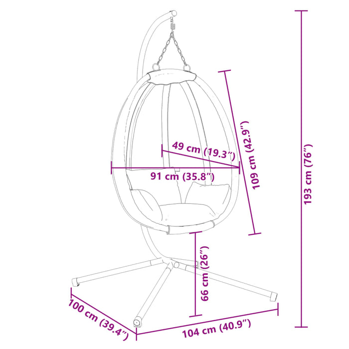 Hangstoel met Standaard – Vrijstaande Loungestoel – Stof & Staal - Bivakshop