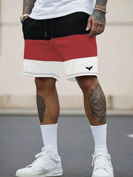 Heren boardshorts met adelaar en kleurblok - Trekkoord zakken - Casual en sportief - Bivakshop