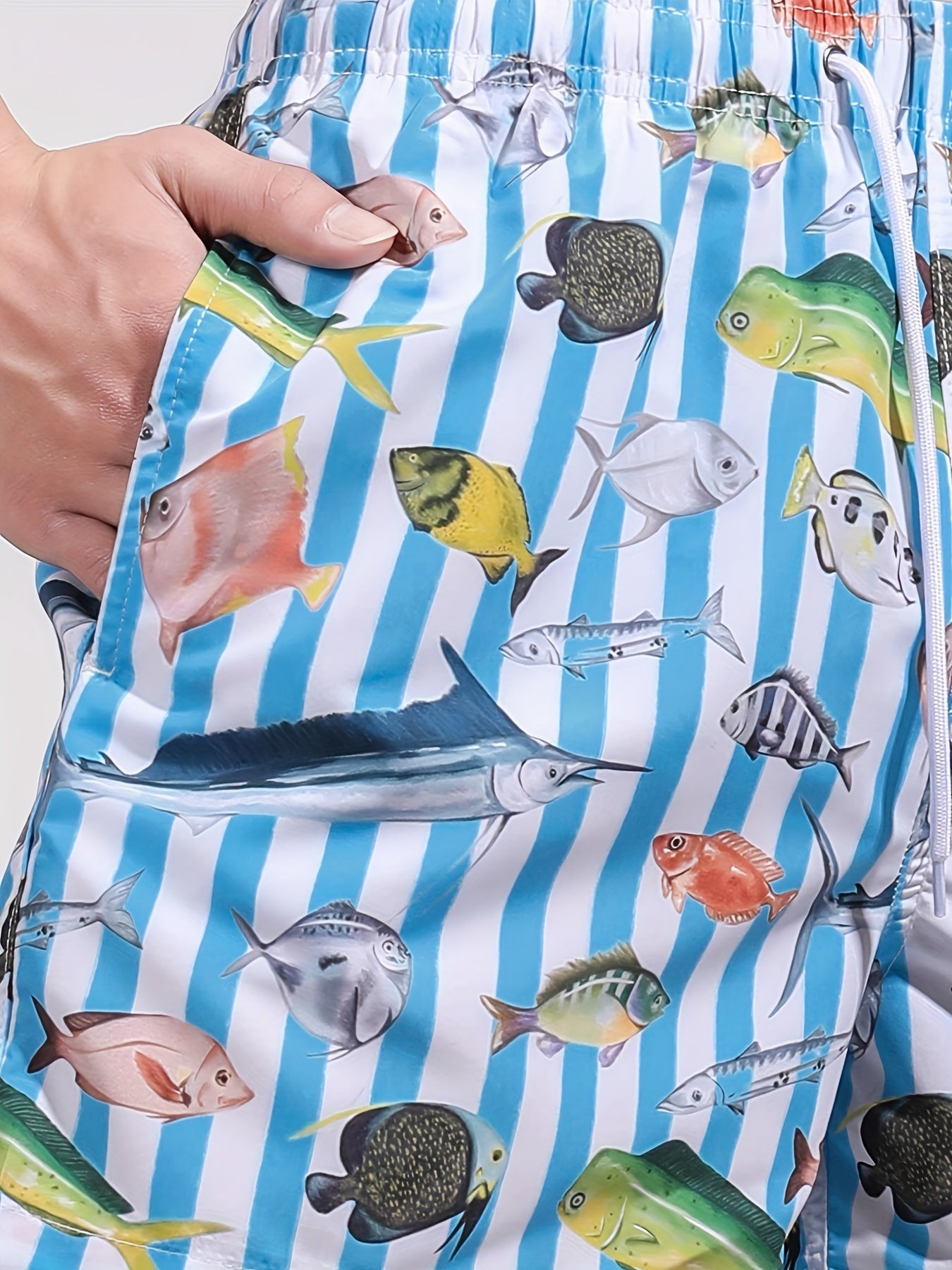 Heren boardshorts met kokosbomen en vis - Trekkoord zakken - Casual zomerstrandshorts - Bivakshop