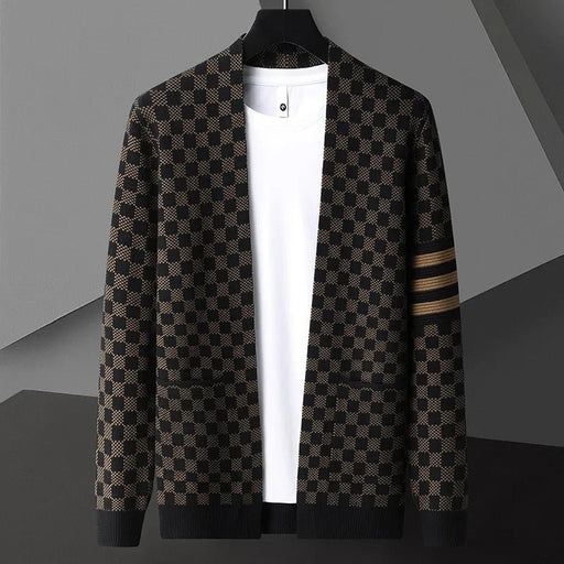 Heren gebreide cardigan – Stijlvolle plaid sweaterjas met zakken voor lente & herfst - Bivakshop