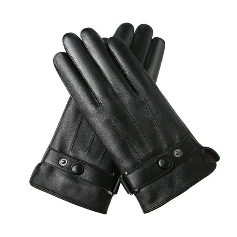 Heren handschoenen winter - Touchscreen & winddicht - Warme PU lederen handschoenen - Bivakshop