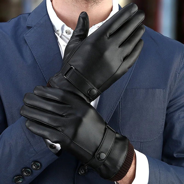 Heren handschoenen winter - Touchscreen & winddicht - Warme PU lederen handschoenen - Bivakshop