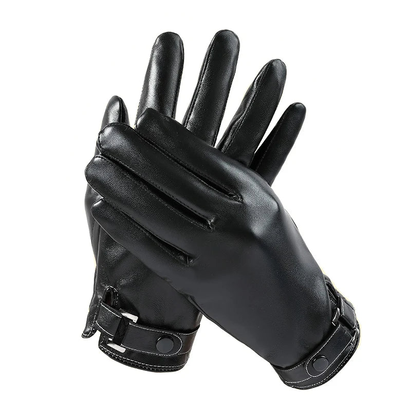 Heren handschoenen winter - Touchscreen & winddicht - Warme PU lederen handschoenen - Bivakshop