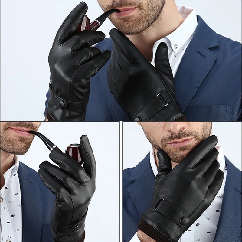 Heren handschoenen winter - Touchscreen & winddicht - Warme PU lederen handschoenen - Bivakshop