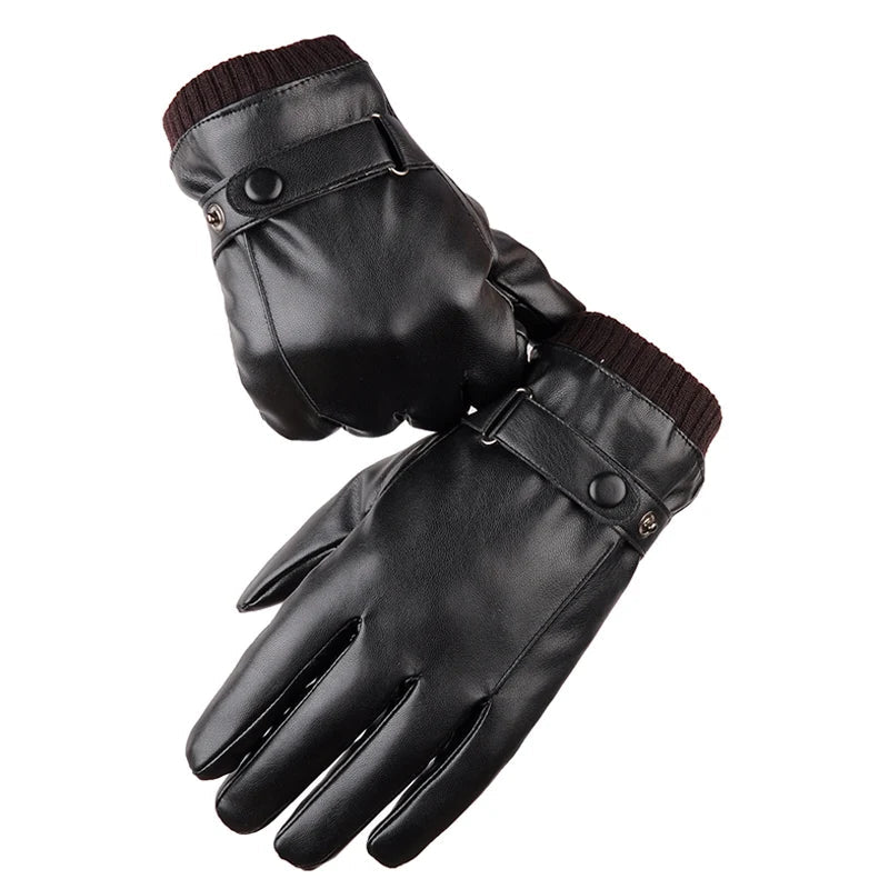 Heren handschoenen winter - Touchscreen & winddicht - Warme PU lederen handschoenen - Bivakshop