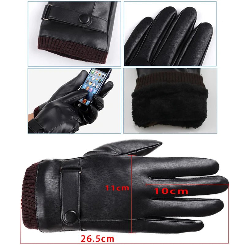 Heren handschoenen winter - Touchscreen & winddicht - Warme PU lederen handschoenen - Bivakshop