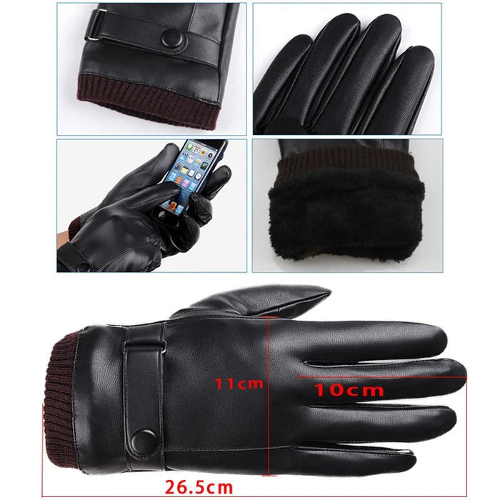 Heren handschoenen winter - Touchscreen & winddicht - Warme PU lederen handschoenen - Bivakshop