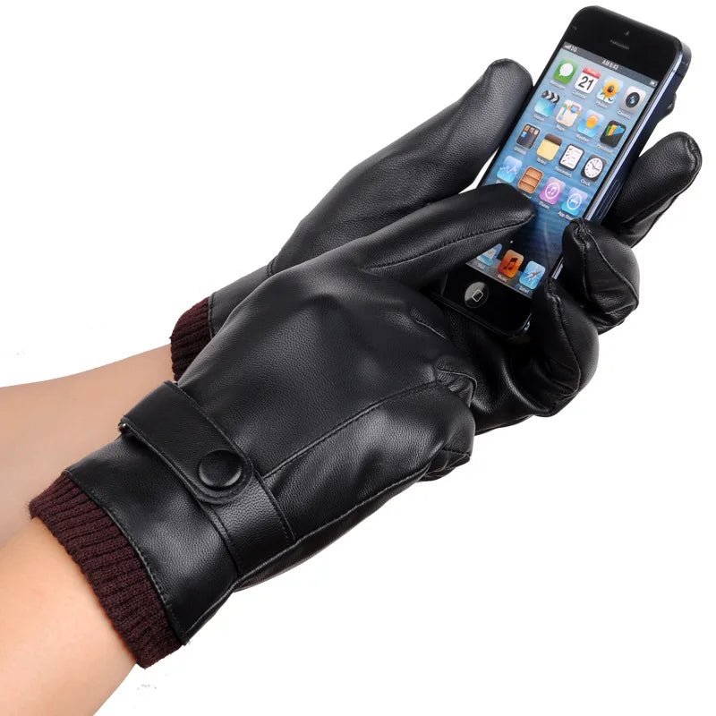 Heren handschoenen winter - Touchscreen & winddicht - Warme PU lederen handschoenen - Bivakshop