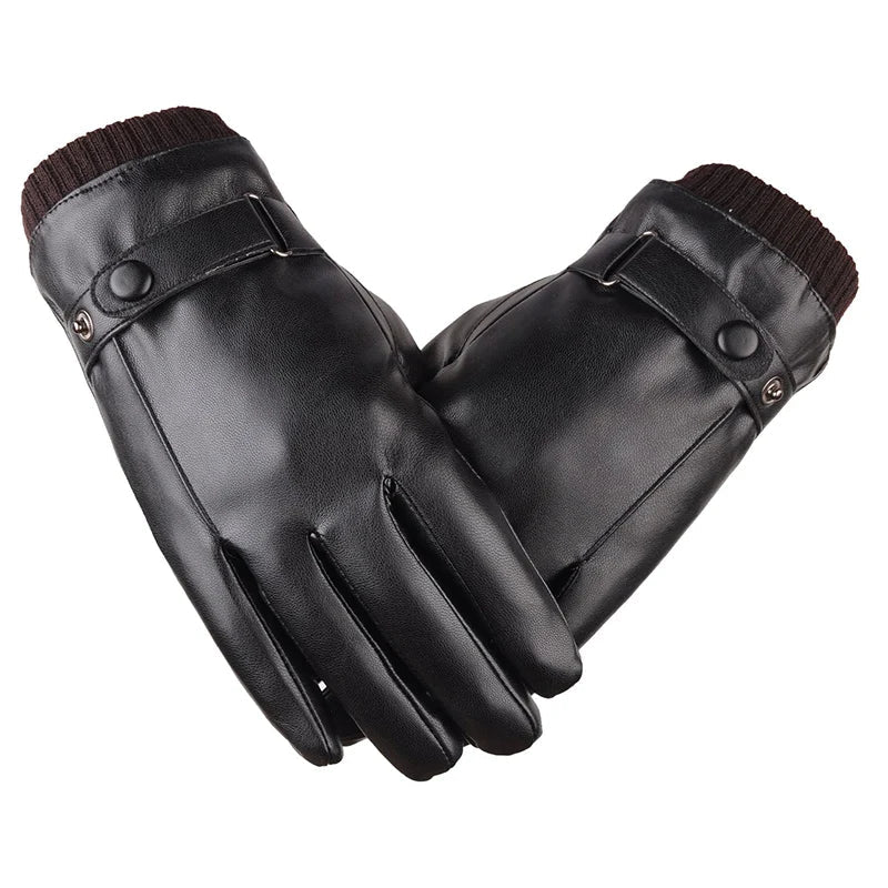 Heren handschoenen winter - Touchscreen & winddicht - Warme PU lederen handschoenen - Bivakshop
