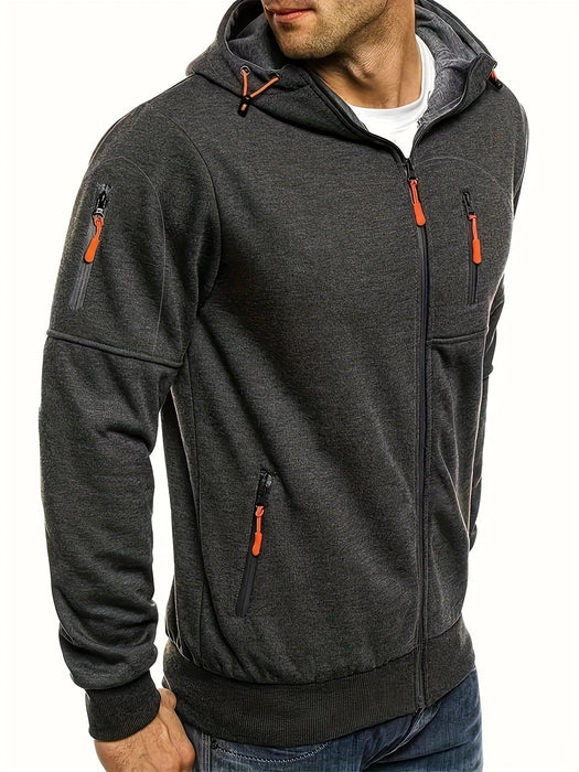 Heren Hoodie Jas met Rits – Sportief - Effen Kleur - Bivakshop