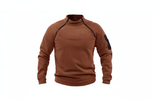 Heren winter sweatshirt - Fleece pullover met rits - Losse dikke trui in effen kleur - Bivakshop