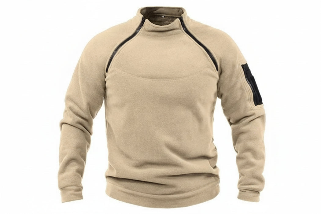 Heren winter sweatshirt - Fleece pullover met rits - Losse dikke trui in effen kleur - Bivakshop