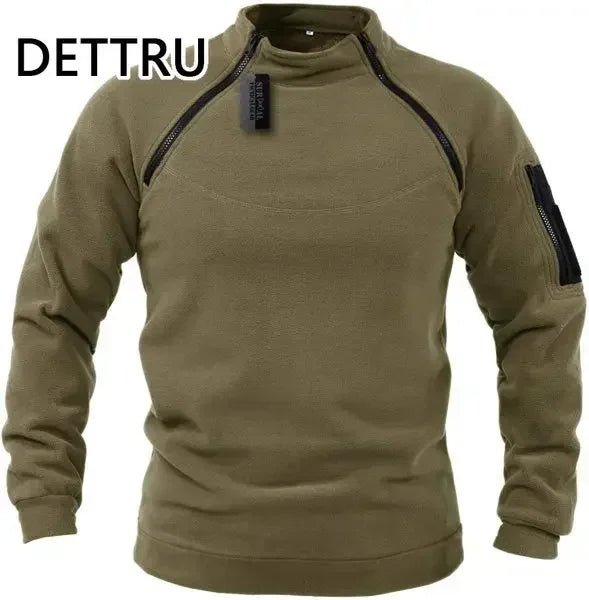 Heren winter sweatshirt - Fleece pullover met rits - Losse dikke trui in effen kleur - Bivakshop