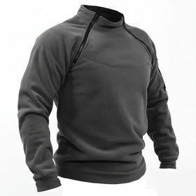 Bespaar 40% Heren winter sweatshirt - Fleece pullover met rits - Losse dikke trui in effen kleur (Limited)