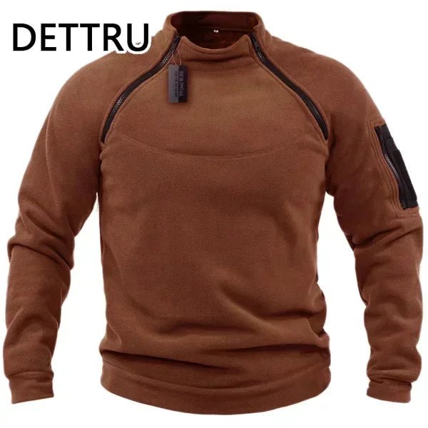 Heren winter sweatshirt - Fleece pullover met rits - Losse dikke trui in effen kleur - Bivakshop