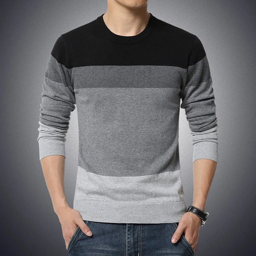 Herfst casual heren trui - O - hals gestreept - Slim fit gebreide pullover - Bivakshop