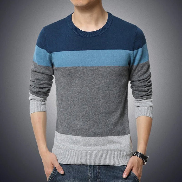 Herfst casual heren trui - O - hals gestreept - Slim fit gebreide pullover - Bivakshop