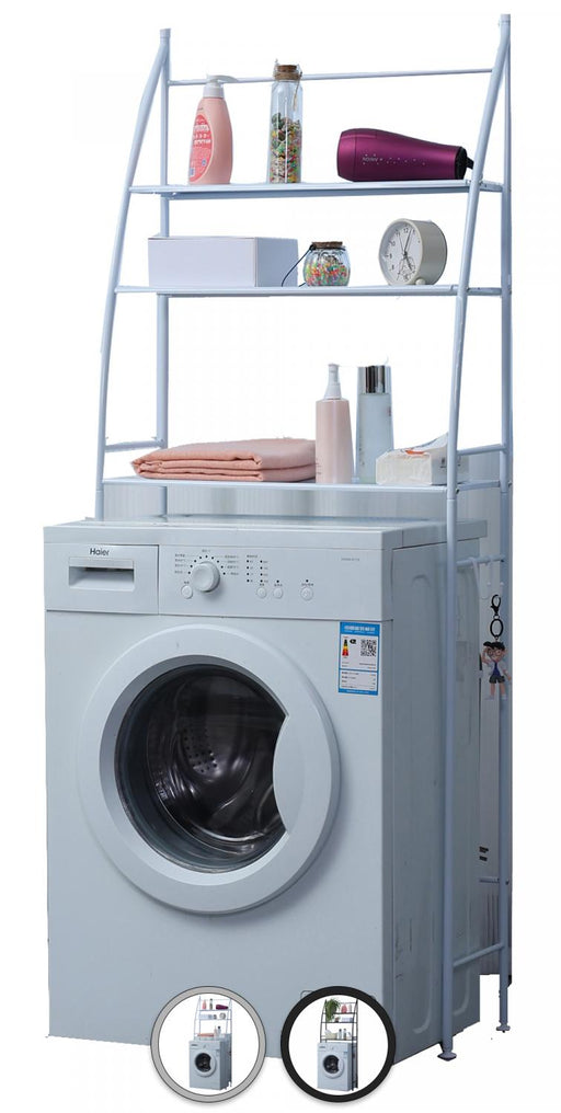Herzberg 3-laags wasmachine- en badkamerrek - Ruimtebesparend & veelzijdig - Zwart - Bivakshop