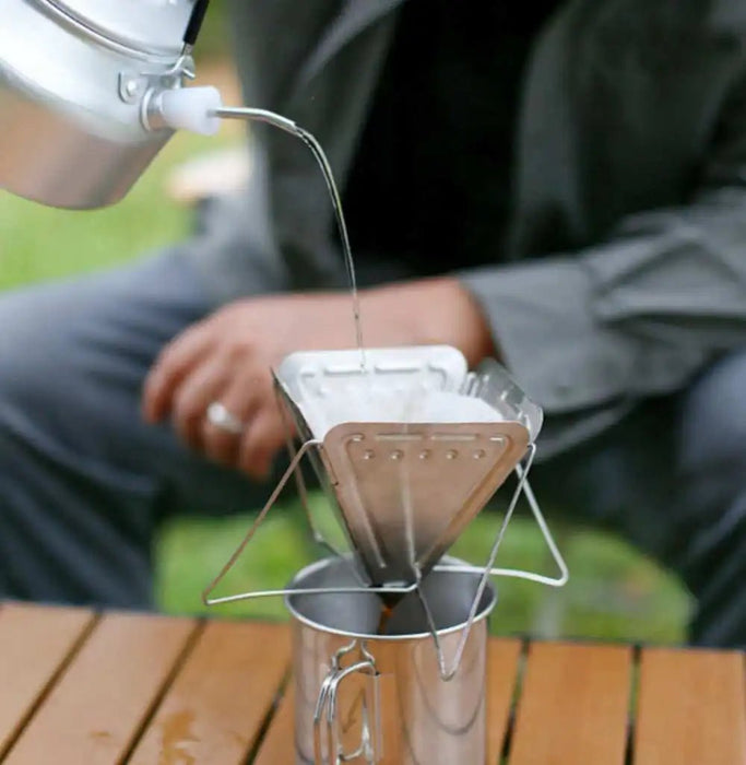 Hikevictor opvouwbare RVS koffiedripper - Compacte trechter - Outdoor koffiezetten tijdens kamperen & wandelen - Bivakshop
