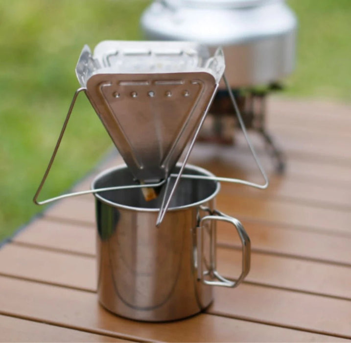 Hikevictor opvouwbare RVS koffiedripper - Compacte trechter - Outdoor koffiezetten tijdens kamperen & wandelen - Bivakshop