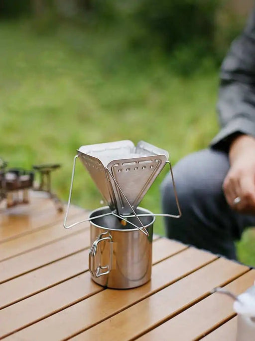 Hikevictor opvouwbare RVS koffiedripper - Compacte trechter - Outdoor koffiezetten tijdens kamperen & wandelen - Bivakshop