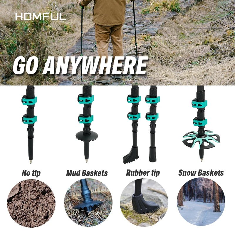 Homful nordic - Trekkingstokken 195g - Telescopisch carbon verstelbaar - Bivakshop