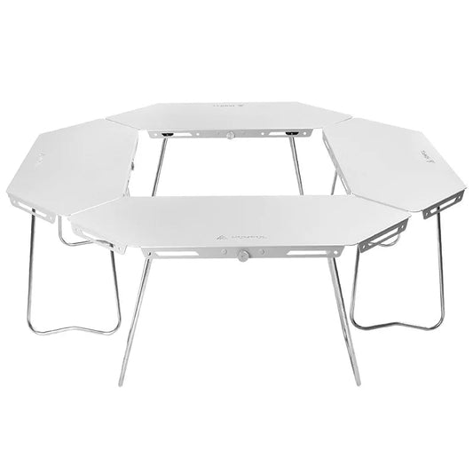 HOMFUL opvouwbare rvs kampeertafel – Multifunctionele ronde campingtafel voor buiten en barbecue - Bivakshop