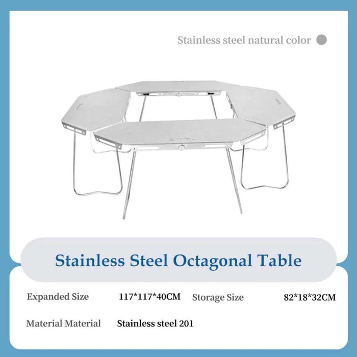 HOMFUL opvouwbare rvs kampeertafel – Multifunctionele ronde campingtafel voor buiten en barbecue - Bivakshop