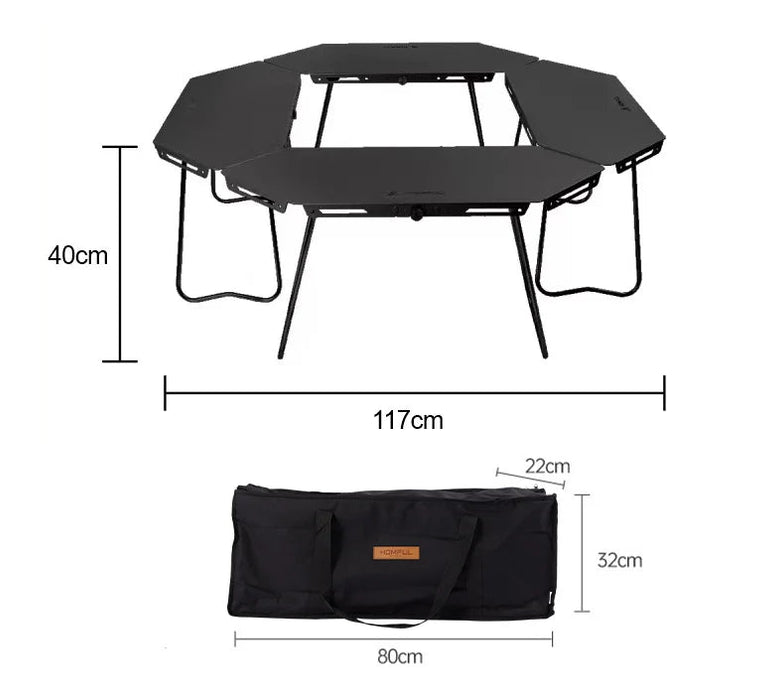 HOMFUL opvouwbare rvs kampeertafel – Multifunctionele ronde campingtafel voor buiten en barbecue - Bivakshop