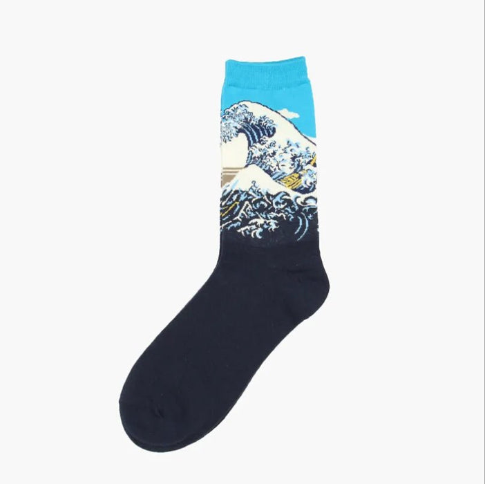 Hot Dropshipping Autumn winter Retro Women New Art Van Gogh Mural World Famous Oil Painting Series Men Socks Funny Socks - Bivakshop