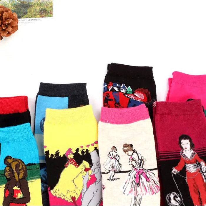 Hot Dropshipping Autumn winter Retro Women New Art Van Gogh Mural World Famous Oil Painting Series Men Socks Funny Socks - Bivakshop
